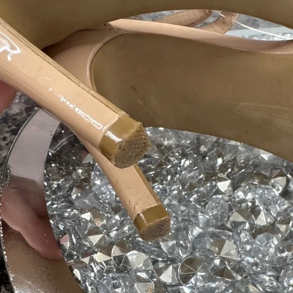 Candie's Nude glossy ankle strap Heels 7.5 - Picture 9 of 11